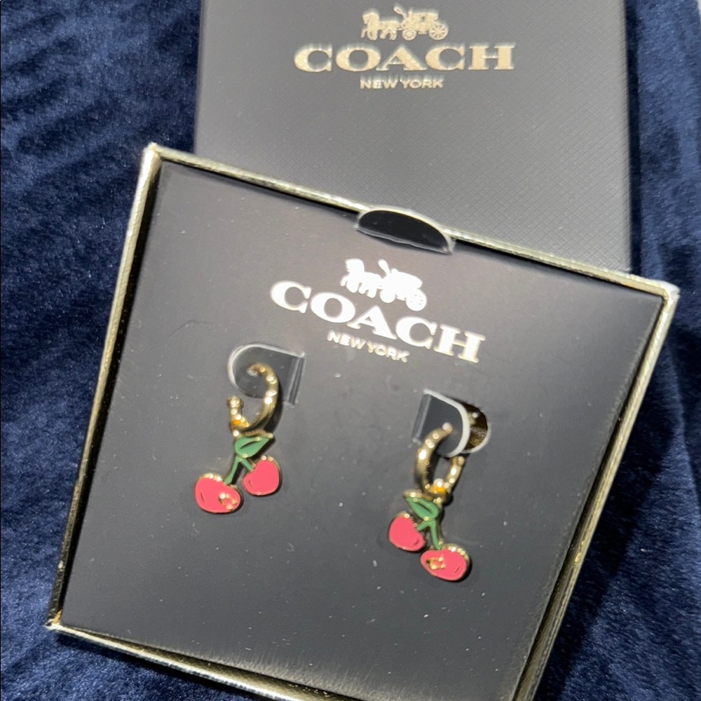 Coach Cherry Red and Green Earrings new in the box - Picture 2 of 7